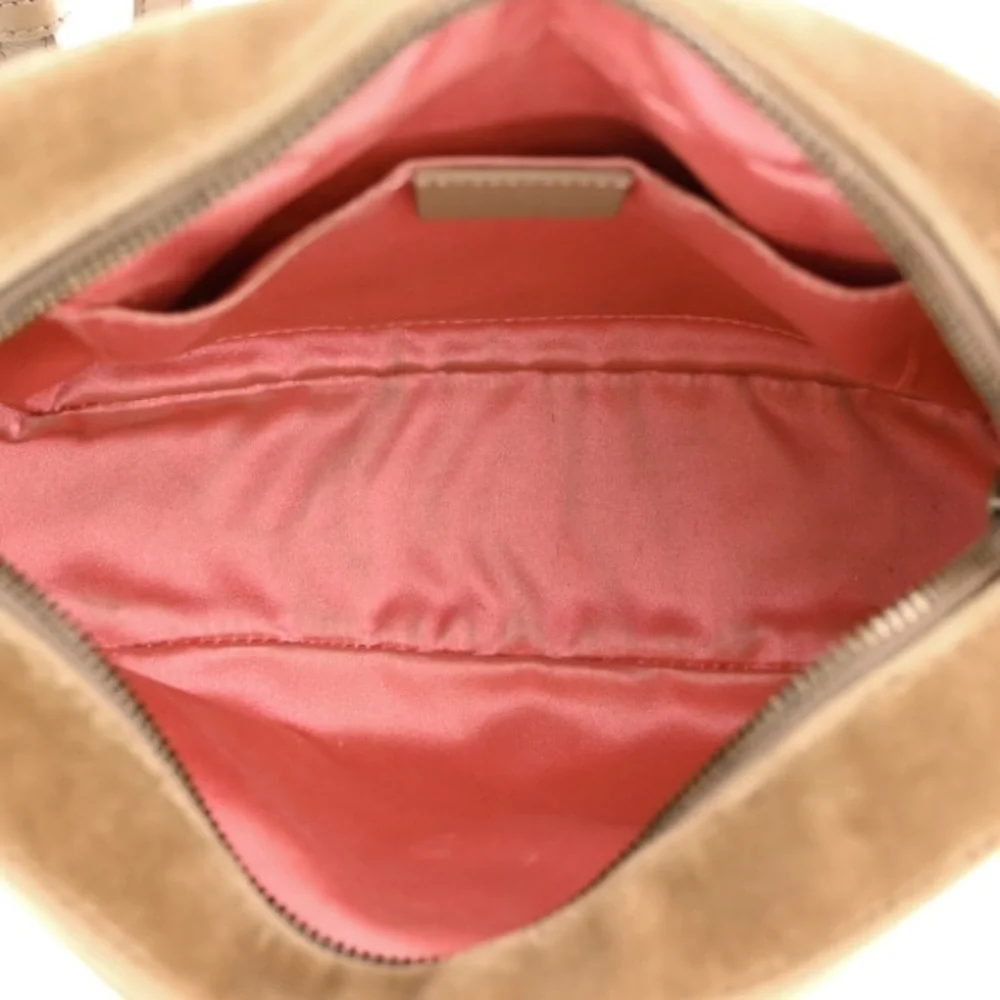 Velvet Matelasse Small GG Marmont Chain Shoulder Bag Taupe - Picture 3 of 3